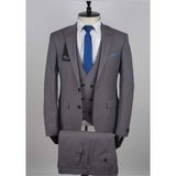 Jan Carlucci Yelekli Slimfit Drop 6 Takım Elbise - 6 Drop - Gri - 46