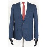 Jan Carlucci Yünlü Erkek Slimfit Mono Yaka Lacivert Drop 6 Tek Ceket - 46