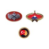 Jandama Harici Metal Brove Seti Komando - İç Güvenlik - Ata Rozeti Kırmızı