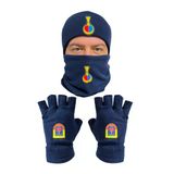 Jandarma Asayiş Lacivert Yün Bere Polar Boyunluk Kesik Eldiven 3 Lü Set