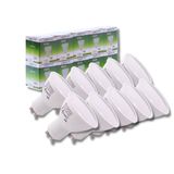 Jandei - x10 GU10 LED ampuller, 7W 500 lümen, 6000 K (soğuk ışık), 50W halojen ampullerin yerine geçer, 120° ışıma açısı, 50x50 mm, beyaz çerçeve