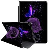 JANENFNA Samsung Galaxy Tab A8 10,5 inç 2022 (SM-X200/SM-X205/SM-X207) için Kılıf, Otomatik Uyku/Uyanma Özellikli 360 Derece Dönebilen Standlı PU Deri Kılıf, Mor Gül Kelebek