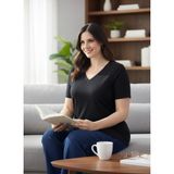 Jane's-61622-Kadın Kısa Kollu V Yakalı Ithal Krep Elbise / INDI&PAM DENIM