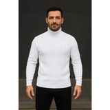 Janes Erkek Fitilli Triko Kazak 3lü Set Beyaz Bordo Siyah Regular Balıkcı Yaka Tam Boğazlı Triko Seti Modeli Kazak - Çok Renkli
