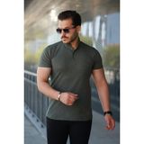 JANES Erkek Hakim Yaka Dokuma Pamuklu Kumaş Kısa Kollu Tişört
