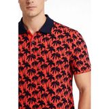 Janes Erkek Pike Kumaş Polo Yaka Palmiye Desenli Tişört Kısa Kol Yazlık T-Shirt - Kırmızı