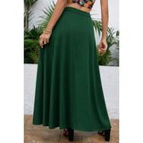 Janes Kadın Yüksek Bel Yandan Yırtmaçlı Uzun Sandy Etek - Zümrüt - 2XL - 3XL