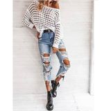 JANES Özel Tasarım Yırtık Detay Kot Pantolon 90cm32bel40cm (Mavi / 32)