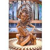 Janger Lady Statue, El Yapımı Ahşap Heykel, Bali El Yapımı Yelpazeli Dansçı Heykeli, Yoga Meditasyon Dekor Heykel
