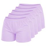janisramone® 5 adet kız çocuk şortu, yumuşak elastik bel yazlık şortlar, hafif PE spor salonu, antrenman, jimnastik, kız yoga pantolonu, neon şortu, bale kız, dans şortu, 3-13 yaş, Leylak, 11-12 Yaş