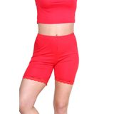 janisramone Bayan Bayanlar Yeni Tarak Dantel Trim Düz Spor Bisiklet Tayt Viskon Aktif Bisiklet Şort Sıcak Pantolon, kırmızı, 6-8
