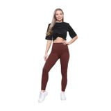 janisramone Bayan Yüksek Bel Nervürlü Tayt Bayanlar Esnek Dikişsiz Kalın Spor Salonu Yoga Skinny Pantolon, kahverengi, 12-14