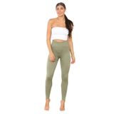 janisramone Bayan Yüksek Bel Nervürlü Tayt Bayanlar Esnek Dikişsiz Kalın Spor Salonu Yoga Skinny Pantolon, Sage, 8-10
