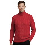 janisramone Erkek Erkek Erkek Kablo Örgü Kaplumbağa Polo Yaka Kazak Günlük Kış Sıcak Kazak Kazak, kırmızı, 3XL Plus
