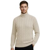 janisramone Erkek Erkek Erkek Kablo Örgü Kaplumbağa Polo Yaka Kazak Günlük Kış Sıcak Kazak Kazak, krem, 3XL Plus