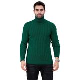 janisramone Erkek Erkek Erkek Kablo Örgü Kaplumbağa Polo Yaka Kazak Günlük Kış Sıcak Kazak Kazak, yeşil şişe, 3XL Plus