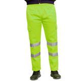 Janisramone Erkek Yüksek Görünürlük Görünürlük Güvenlik Polar Alt İş Kıyafeti Pantolon Eşofman Altı, NEON SARI, 3XL
