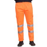 Janisramone Erkek Yüksek Görünürlük Görünürlük Güvenlik Polar Alt İş Kıyafeti Pantolon Eşofman Altı, Neon Turuncu, 4XL