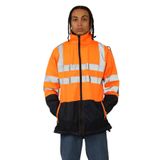janisramone® Erkekler Hi Vis Su Geçirmez Ceket, Rahat Kontrast Renkler Polyester Hafif Su Geçirmez Ceketler Erkek - Klasik Yansıtıcı Kapşonlu İş Yağmurluk, Hi Vis İş Kıyafeti