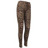 Janisramone Kadın Bayan Yeni Baskılı Dar Tam Boy Tayt Seksi Esnek Pantolon Pantolon, Leopar Kahverengi, 48-50