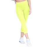 janisramone Kadın Bayan Yeni Dantel Trim Düz 3/4 Uzunluk Tayt Spor Salonu Esnek Kapri Kısa Koşu Pantolonu, Neon sarı, 6-8