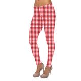 janisramone Kadın Bayan Yeni Kamuflaj Ordu Gri Baskılı Tam Bilek Uzunluğu Esnek Dar Kesim Tayt Pantolon, Red Gingham, 12-14