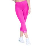 janisramone Kadın Bayanlar Yeni Dantel Trim Düz 3/4 Uzunluk Tayt Spor Salonu Streç Kapri Kırpılmış Koşu Pantolonu, neon pembe, 6-8