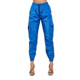 janisramone Kadın Kargo Pantolonları Savaş Hafif Kabuk Bayanlar 4 Cepli Günlük Manşetli Alt Spor Joggers Pantolon