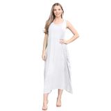 janisramone® Kadın Paraşüt Elbisesi - İtalyan Lagenlook Lale Maxi Elbiseler Kadınlar için İngiltere - Bayanlar Uzun Yazlık Elbiseler - Kadınlar için Esnek Kolsuz Tunik Elbiseler İngiltere, beyaz,