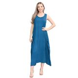 janisramone® Kadın Paraşüt Elbisesi - İtalyan Lagenlook Lale Maxi Elbiseler Kadınlar için İngiltere - Bayanlar Uzun Yazlık Elbiseler - Kadınlar için Esnek Kolsuz Tunik Elbiseler İngiltere, Teal, 16-18