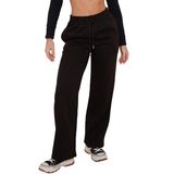 janisramone Kadın Polar Astarlı Pantolon Bayan Düz Eşofman Altı Elastik Bel Geniş Bacak Günlük Pantolon Loungewear