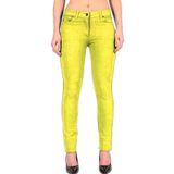 janisramone Kadın Yeni Düz Esnek Dar Kesim Fermuarlı Tam Boy Tayt Pantolon Pantolon, Lemon, 10
