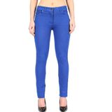 janisramone Kadın Yeni Düz Esnek Dar Kesim Fermuarlı Tam Boy Tayt Pantolon Pantolon, mavi (Royal Blau), 20 Plus