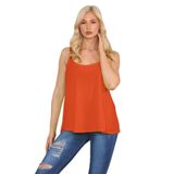 Janisramone Kadın Yeni Düz Kolsuz Sallanan Askılı Kaşkorse Cami Yelek Büyük Beden Flared Mini Top, Turuncu., M-L