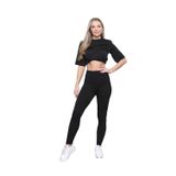Janisramone Kadın Yüksek Bel Tayt Fitilli Spor Salonu Yoga Pantolonu Spor Dar Kesim Fitness Pantolonu, Siyah, 4-6