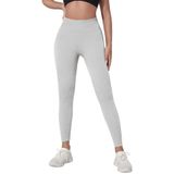janisramone Kadın Yüksek Bel Tayt Nervürlü Esnek Spor Yoga Pantolonları Bayanlar Spor Skinny Fitness Pantolon, gri, 12-14