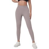 janisramone Kadın Yüksek Bel Tayt Nervürlü Esnek Spor Yoga Pantolonları Bayanlar Spor Skinny Fitness Pantolon, kahverengi (Mocha), 8-10