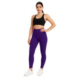 janisramone® Kadın Yüksek Belli Spor Taytları, Mikrofiber Düz Spor Taytları, Tam Boy Egzersiz Karın Kontrol Pantolonu, Esnek Aktif Giyim Yoga Pantolonu, Bayanlar Spor Salonu Giyim