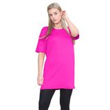 janisramone Kadınlar Bayanlar Yeni Kısa Kollu Düz Bol Büyük Beden Yaz Basit Pijama Elbise Tişört Mini Tunik Üst, neon pembe, 12-14