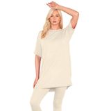janisramone Kadınlar Bayanlar Yeni Kısa Kollu Düz Bol Büyük Beden Yaz Basit Pijama Elbise Tişört Mini Tunik Üst, Stone, 16-18 Plus