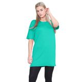 janisramone Kadınlar Bayanlar Yeni Kısa Kollu Düz Bol Büyük Beden Yaz Basit Pijama Elbise Tişört Mini Tunik Üst, yeşil (Jade Green), 12-14
