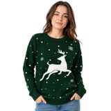 janisramone® Kadınlar için Örme Ren Geyiği Noel Kazakları İngiltere Bayan | Uzun Kollu Kadın Kazak, Bisiklet Yaka Atlama Ren Geyiği Noel Kazak, Kar Tanesi Kış Kadın Üst, Kadın Kazak, 8-14