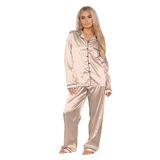 janisramone Kadınlar için Saten Pijama UK, Yumuşak İpek Kadın Pijama Takımı - Düğmeli Uzun Kollu ve Pantolon, 2 Adet Kadın Pijama Takımı, Rahat Kadın Loungewear Seti, Gelin Pijama