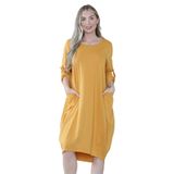 janisramone® Kadınlar için Turn Up Sleeve İtalyan Lagenlook Cepli Bol Elbise | Kadınlar için Zarif Yazlık Üstler, Kadınlar için Modaya Uygun Yazlık Elbiseler