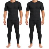 janisramone® Termal İç Giyim Erkek Termalleri Üst ve Alt Set Taban Katmanı | 2'li Paket Fırçalanmış Polar Erkek Termal İç Giyim, Kısa Kollu Termal Üst Erkekler için Uzun Don Kış Taban Katmanları Erkek