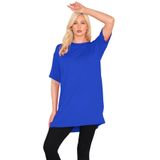 Janisramone Yeni Kadın Kısa Kollu Düz Bol Büyük Beden Basic Pijama Elbise Tişört Tunik Üst, Kraliyet mavisi, 50-52 Artı