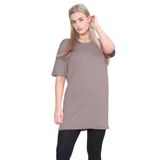 Janisramone Yeni Kadın Kısa Kollu Düz Bol Büyük Beden Basic PJ Elbise Tişört Tunik Üst, Mocha, 4-6