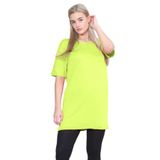 Janisramone Yeni Kadın Kısa Kollu Düz Bol Büyük Beden Basic PJ Elbise Tişört Tunik Üst, NEON SARI, 16-18 Plus
