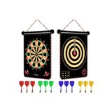 Janissary 17inç Mıknatıslı Dart Seti, 6 Çelik-Dart ile Çift Taraflı Dart Tahtası Oyunu,