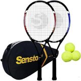 Janissary 27INÇ Yetişkin Tenis Raketi "2 Adet" ve "3 Adet" Tenis Topu, Deluxe Tenis Çantası - Siyah